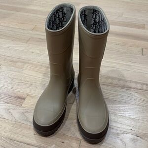 Dior Beige Embossed Rubber Boots